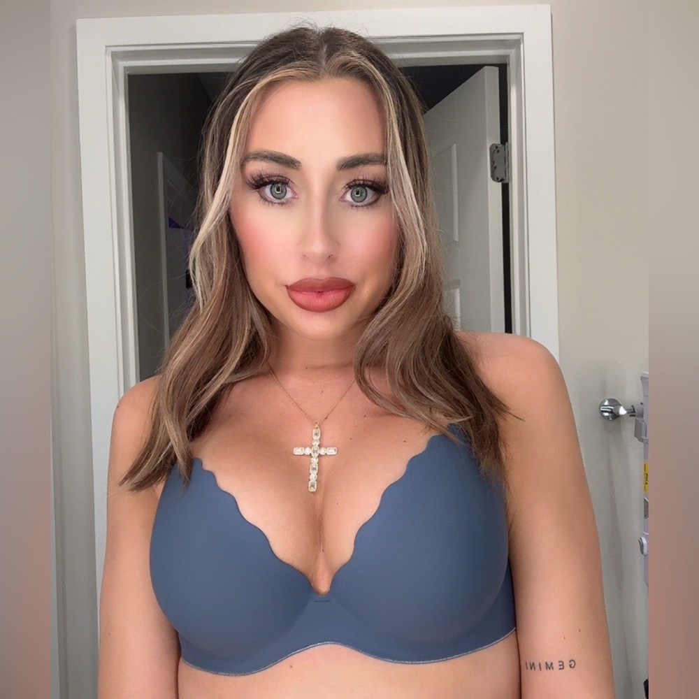 Blue Scalloped Bra